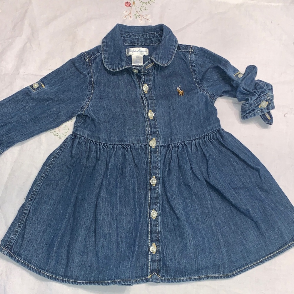 Ralph Lauren Denim Button-Front Dress in Blue size 6Months